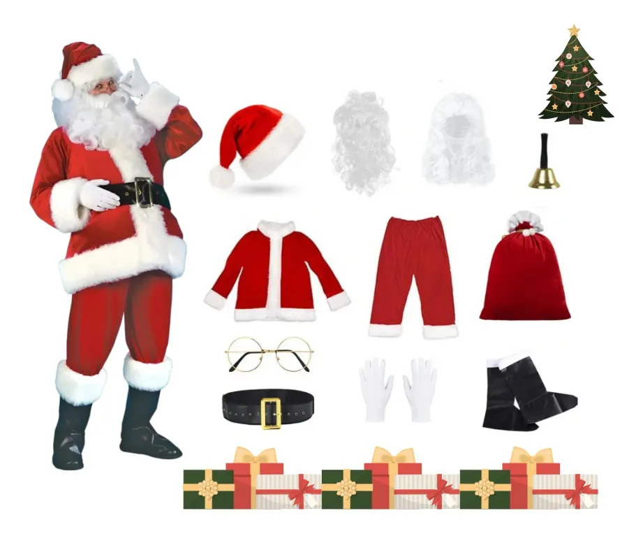 Disfraz Papá Noel Hombre Mujer Traje Santa Claus Fiesta Rojo Xl