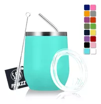 Vaso Termico Vino Café Te 12oz Acero Inoxidable W/calor/frí Color Celeste