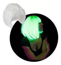 Peluca Brilla C/ Luz Negra Uv Carre Glow Cotillon Super Fluo