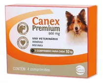 Vermífugo Canex Premium 900mg 4 Comprimidos Cães 10 Kg