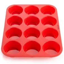 Ovenart Bakeware Silicone 12-cup Muffin Pan, Rojo