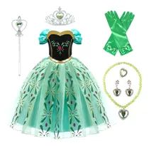 Vestido De Princesa De Anna, Disfraz De Frozen Diseñopara Niña, Ropa De Halloween, Fiesta De Cumpleaños O Cosplay, Belleza, Vestir Con Accesorios