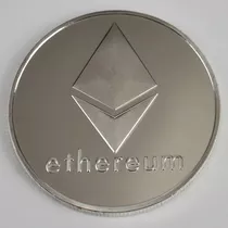Moneda Ethereum Plateada Criptomoneda Coleccionable Bitcoin.