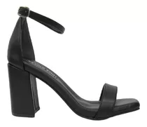 Sandalias Taco 8,5 Cm Negro Charol Mujer 35 Al 40