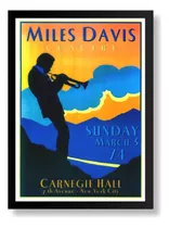 Quadro Miles Davis Jazz Arte Poster Carnegie Hall 1974 43x33