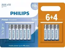 Pilha Alcalina Palito Aaa Philips Comum 3a Com 10 Unidades