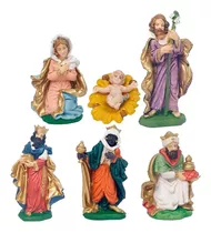 Set 6 Figuras De Pesebre Nacimiento Resina 14 Cm Decorado