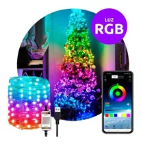 Luz Led Guirnalda Alambre Multicolor App Bluetooth Usb 10m