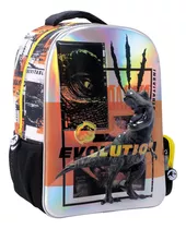 Mochila Jurassic World 17 Espalda Escolar T-rex Color Negro Diseño De La Tela Liso