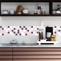 Faixa Decorativa Cozinha Azulejo Pastilha Roxo Lilás Rosa