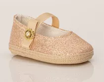 Zapatito Guillermina Beba Bautismo Gold Rose Talle 14 Al 16 