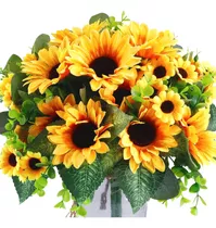 Ageomet Ramo Flor Artificial Tallo 4 Arreglo Girasol Seda