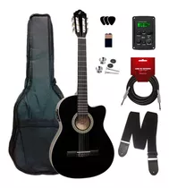 Violão Giannini Nf14 Nylon Cor Preto Elétrico Kit Completo