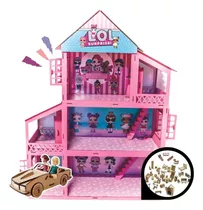 Casa Casinha Pintada Rosa Branca +27 Móveis+parque+carro