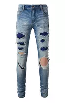 Jeans/pantalones Slim Elásticos Con Diamantes Incrustados