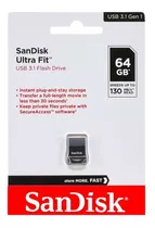 Mini Pen Drive 64gb Ultra Fit Usb 3.1 130mbs Sandisk Lacrado