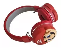 Audífonos De Diadema Mario Bros Con Bluetooth Niño, Adulto Color Rojo Color De La Luz Azul