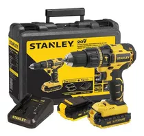 Taladro Percutor Atornillador Inalámbrico De 13mm Stanley Sbh201s2k 20v + Accesorio 220v 50hz