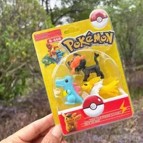 Kit 3 Miniaturas Pokémon Go Detetive Pikachu Squirtle Bulba 