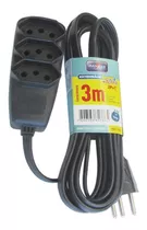 Extensão 3 Tomadas Preto 10a 2p+t 3 Metros Daneva 127v/220v