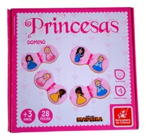 Jogo Dominó Princesas 28 Pcs Madeira Brincadeira De Criança