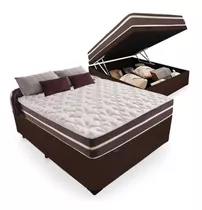 Cama Box Baú Casal + Colchão Molas Comfort Prime Classic