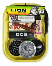 Picador 3 Partes Lion Rolling Circus Bandeja Pipa Kit Filtro