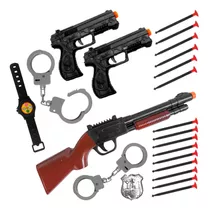 Kit 3 Pistolas Nerf Arma Lança Dardos De Brinquedo Policia