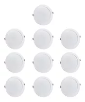 Pack 10 Foco Panel Plafon Led Embutido Redondo 24w Calida