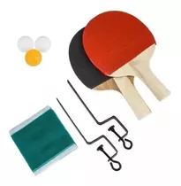 Conjunto Ping Pong Tênis De Mesa Raquetes Bolinhas Rede Cor Vermelho