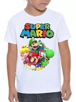 Camiseta Infantil Super Mário Game Clássico Personagens #01