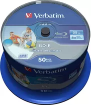 50 Mídias Verbatim Blu-ray 25gb 6x Printable Lacrado Bd-r