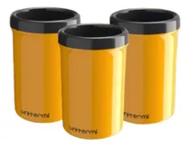 Kit 3 Porta Latas Térmico 350ml Amarelo P/ Cerveja Refri