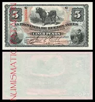 Billete 5 Pesos Moneda Corriente Buenos As 1869 - Copia 483