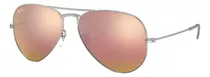 Anteojos De Sol Ray-ban Aviator Flash Lenses Small Con Marco De Metal Color Polished Silver, Lente Copper De Cristal Flash, Varilla Polished Silver De Metal - Rb3025