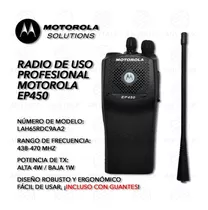 Motorola Ep450 Uhf Radio Profesional 438-470 Mhz 16ch 4w Vox