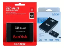 Kit Ssd Sata 480gb Sandisk Plus Sdssda-480g-g26 + Case Hd 2.5 Exbom Usb 3.0 Preto