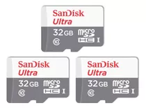 Kit 3 Cartão Memória Micro Sd Sandisk 32gb Classe 10 Ultra