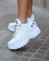 Zapatillas Sneakers Blancas Con Plataforma Livianas Nuevas