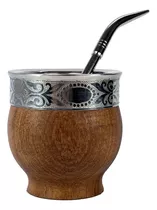 Mate Imperial De Madera Algarrobo Deluxe Virola Guarda Espejo + Bombilla Pico De Loro The Mate Spot