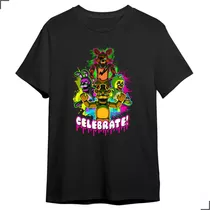 Camiseta Básica Five Nights Animatronics Personagens Freddy