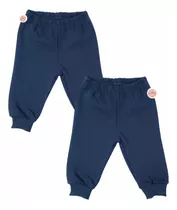 Pack X 2 Pantalones Frizados Algodón Bebe Azul Oscuro 