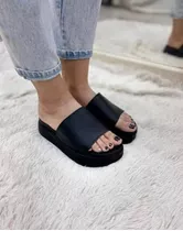 Sandalia Zapato Negro Tacha Liso Faja Bajo Plataforma Comodo