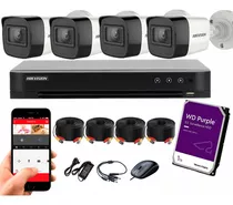 Kit Cctv Pro Hikvision Dvr 8ch + 4cam 5mp Acusense + 1tb 