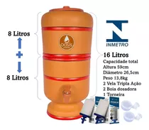 Filtro De Barro 8 Litros C/ Velas Tripla Ação Boias Cor Marrom