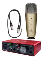 Placa Sonido Focusrite Scarlett Solo 3 Gen Mic Behringer C1