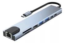 Adaptador Hub Para Macbook Air M1 M2 8 Em 1 Usb-c Hdmi 4k