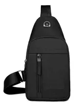 Bolso Bandolera Ajustable Gadnic Mochila De 1 Hombro Color Negro Diseño De La Tela Liso