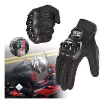 Guantes Moto Armad Gear Touch Cuero Tela Impermeable Negro