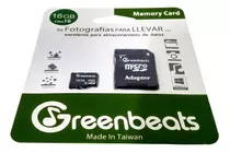Tarjeta De Memoria Greenbeats Micro Sd Con Adaptador Sd 16gb